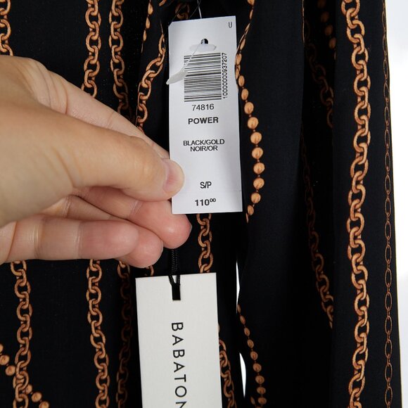 Aritzia Babaton Button Front Power Blouse Black Gold Women's Small NWT - Picture 7 of 7